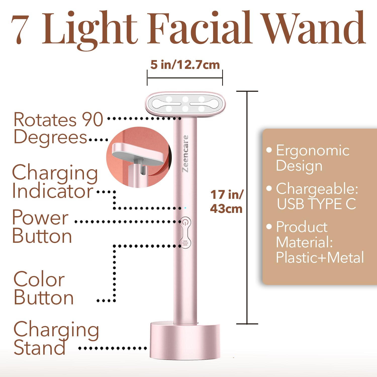 ZEENCARE 7 Color LED Therapy for Face & Neck, Rechargeable Facial Skincare - Image 4