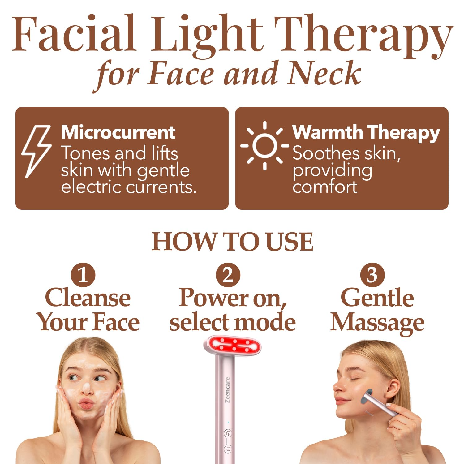 ZEENCARE 7 Color LED Therapy for Face & Neck, Rechargeable Facial Skincare - Image 3